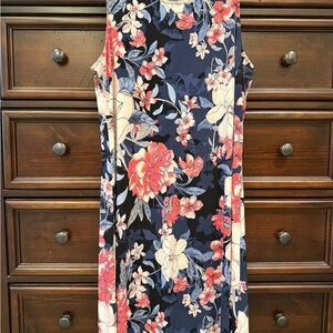 Chico's Navy Dress with Coral & Cream Floral Print